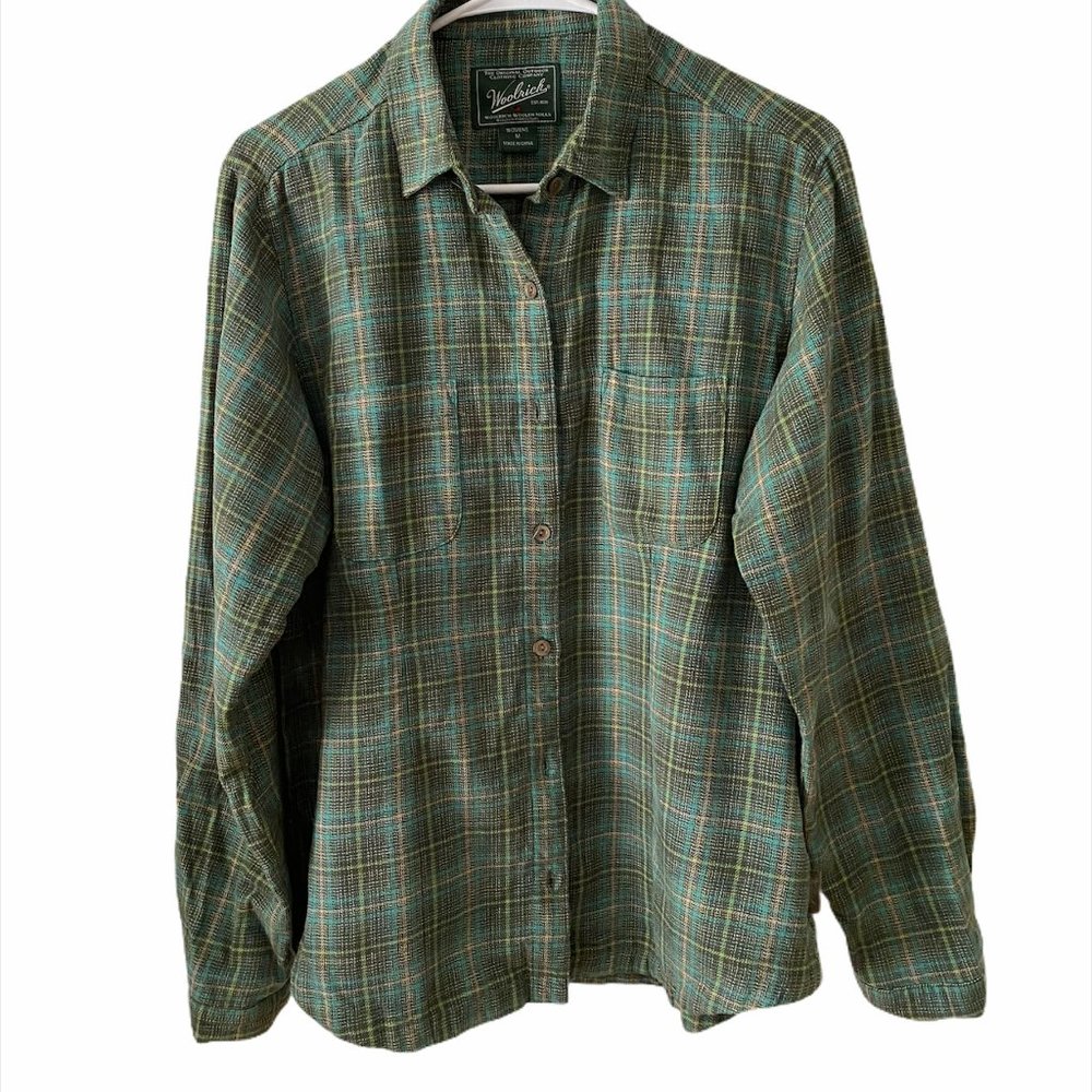 Woolrick Green Flannel Plaid Button Down Shirt M